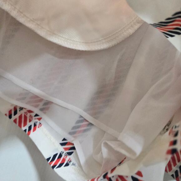 Zara Basic Rope Stripe Pull-On Shorts Large Ivory Red Navy - Picture 7 of 9